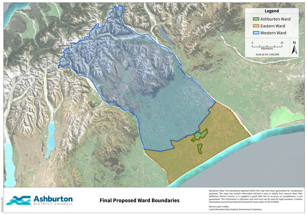 Proposed ward boundaries for Ashburton District Council