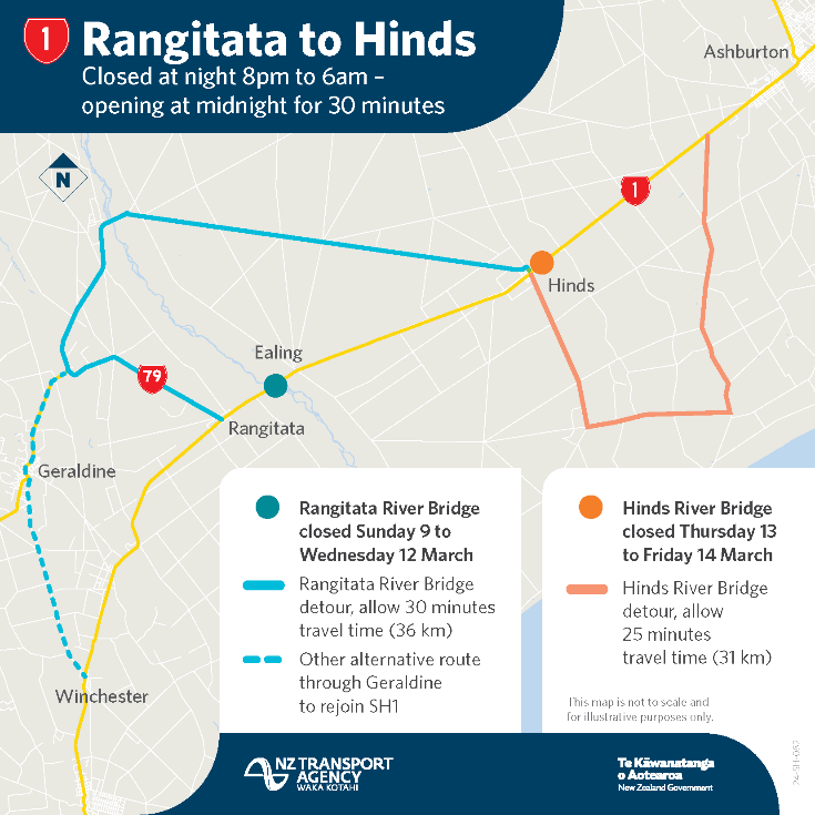 Map of detours